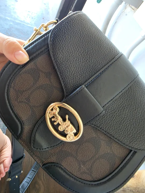 Coach Signature Small Saddle Crossbody Bag in Brown/Black - Picture 5 of 6